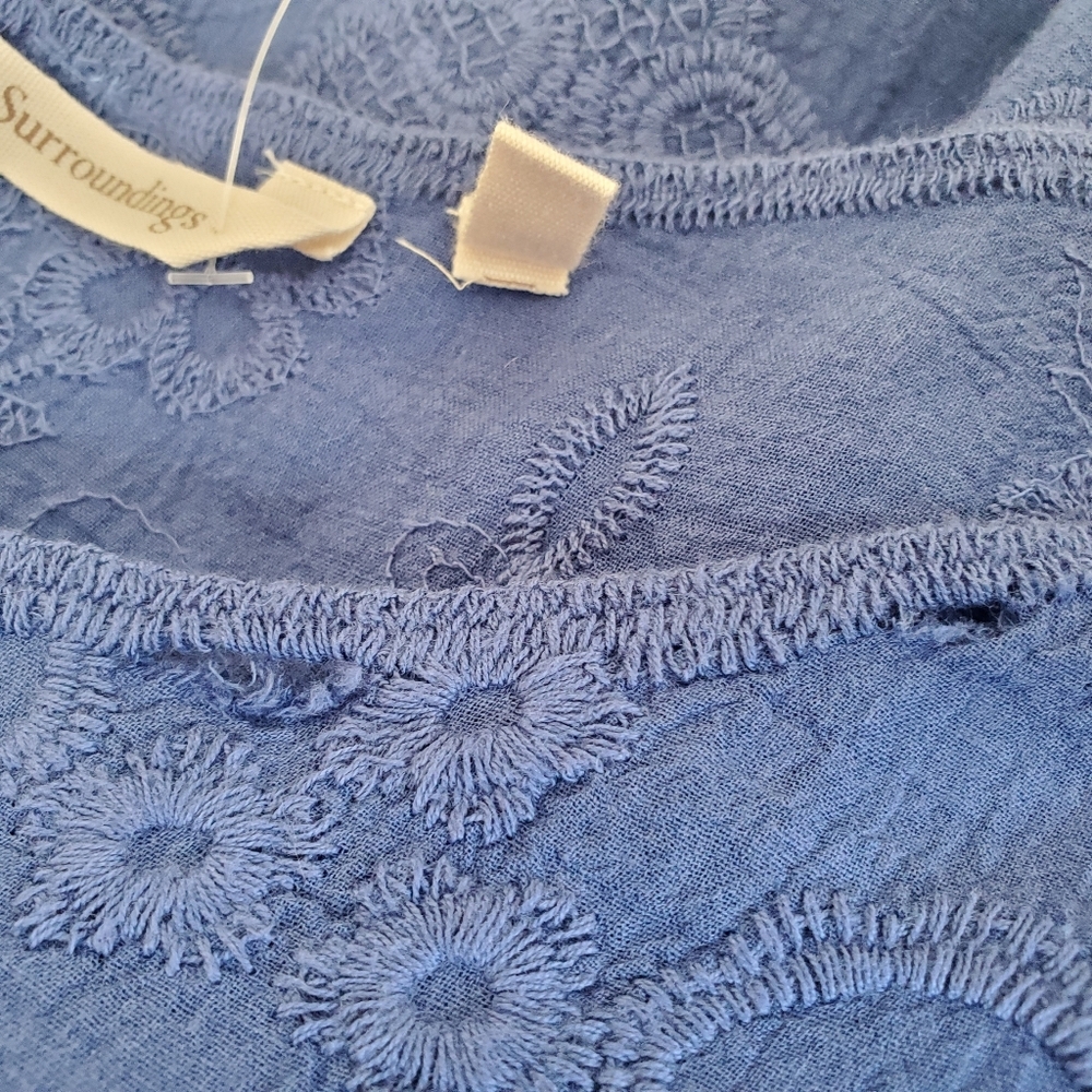 Soft Surroundings NWT Size M Mon Cherie tunic cadet blue Missy lace blouse - Picture 10 of 12